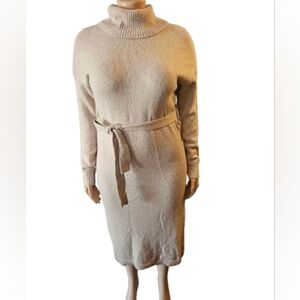 NWT Rachel Zoe Light Beige Knit Midi Dress L